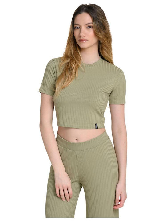Target Γυναικείο Crop Top Κοντομάνικο Χακί