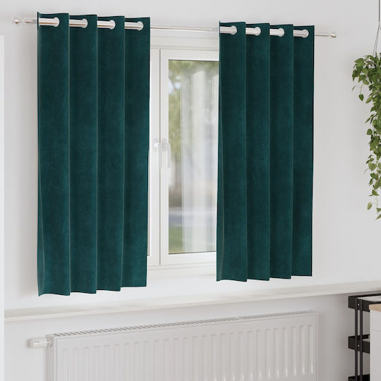 vidaXL Set of Green Blackout Curtains for Window with Grommets 140x175cm