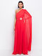 Summer Maxi Dress for Wedding Christening Drape Orange