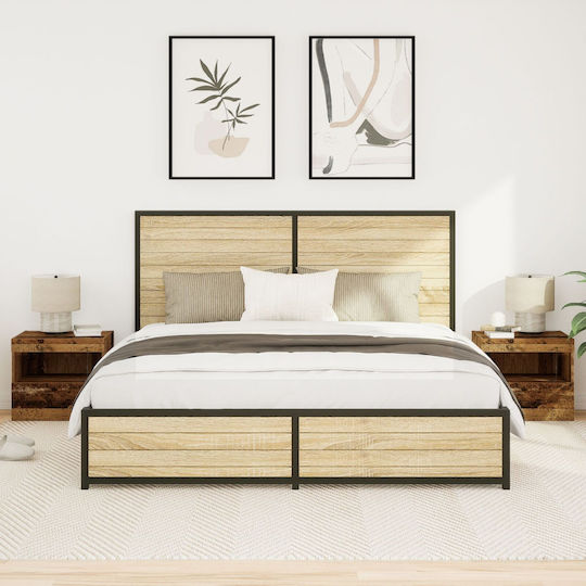 Bedside Tables Wooden Old Wood 2 Pieces 50x40x45cm