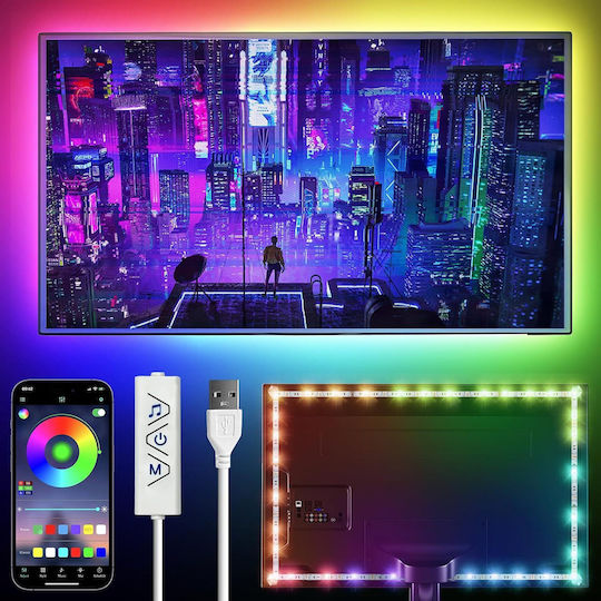 Houhui Smart LED Strip TV USB 5V RGB Light 4m Type SMD5050 with Power Supply & Remote Control