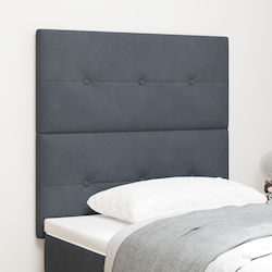 vidaXL Табла За Легло Текстил Тъмносив 100x128см
