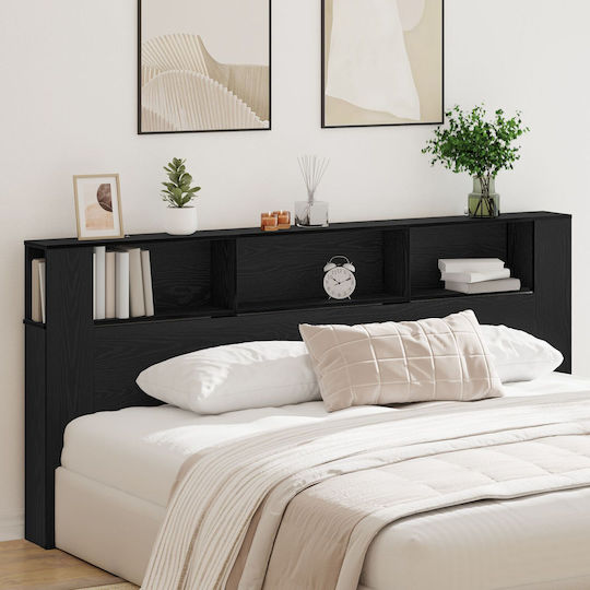vidaXL Кафлария за легло Дървена Черен Дъб 220x104.5см