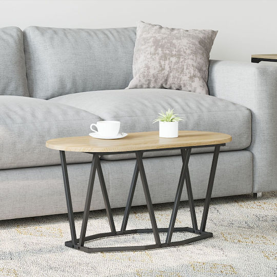 Oval Central Wooden Coffee Table Sonoma Oak M80xW40xH40.5cm