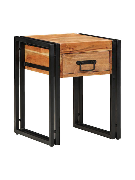 Square Side Table Made of Solid Wood with Drawe...