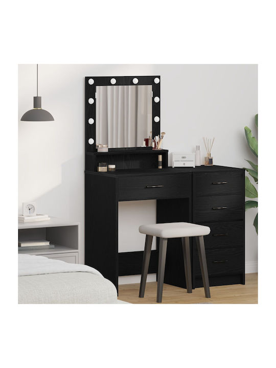 Wooden Makeup Dressing Table Black Oak with Mir...