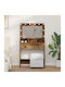 Floor-Standing Makeup Dressing Table Made of Solid Wood Old Style with Mirror 79x41x135cm