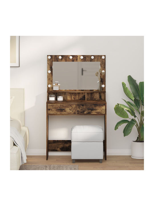 Makeup Dressing Table of Solid Wood Smoked Oak ...