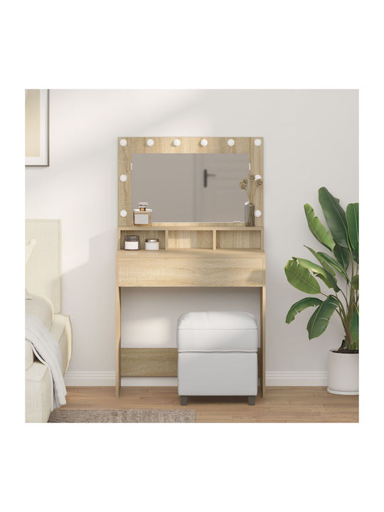 Floor-Standing Makeup Dressing Table Wooden Oak...