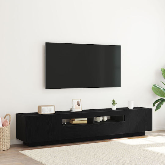 vidaXL TV-Ständer mit LED-Beleuchtung Schwarze Eiche M200xT35xH40cm