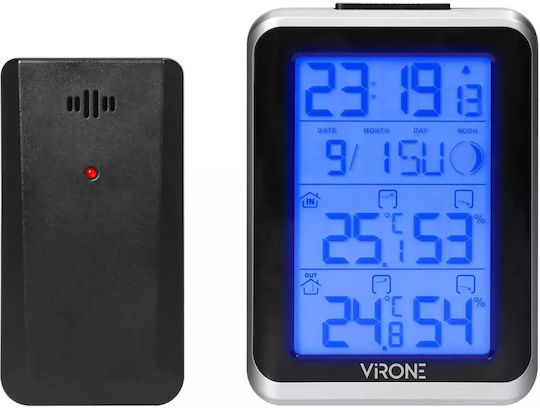 Virone WS-3 Ασύρματος Μετεωρολογικός Σταθμός Ψηφιακός Επιτραπέζιος Μπλε