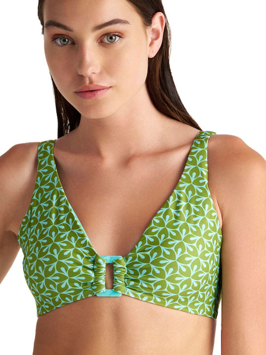 Padded Triangle Bikini Top Portobello with Adjustable Straps Green