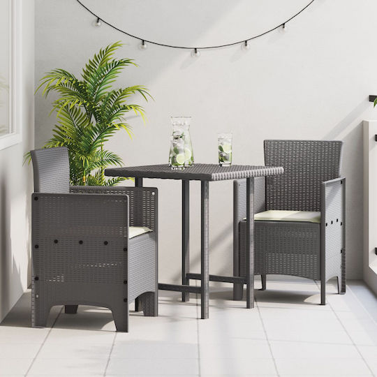Outdoor Armchair Polypropylene Light Grey And Cream with Cushion 2pcs 53x49x85cm