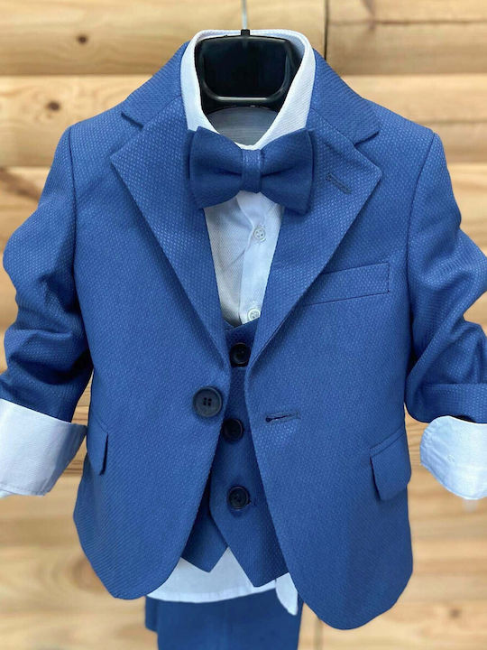 Extan Bebe Costum De Botez Cu Vestă Pentru Băieți Albastru