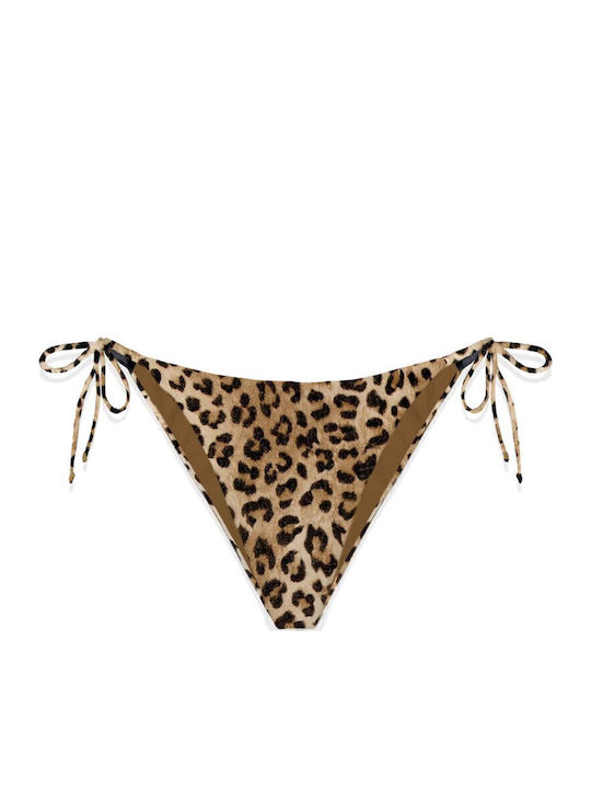 Marielle Cheeky Bikini Slip with Laces Sand Leopard