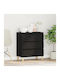 Μπουφές Ξύλινος με Συρτάρια Μαύρο Δρυς 60x35x70cm