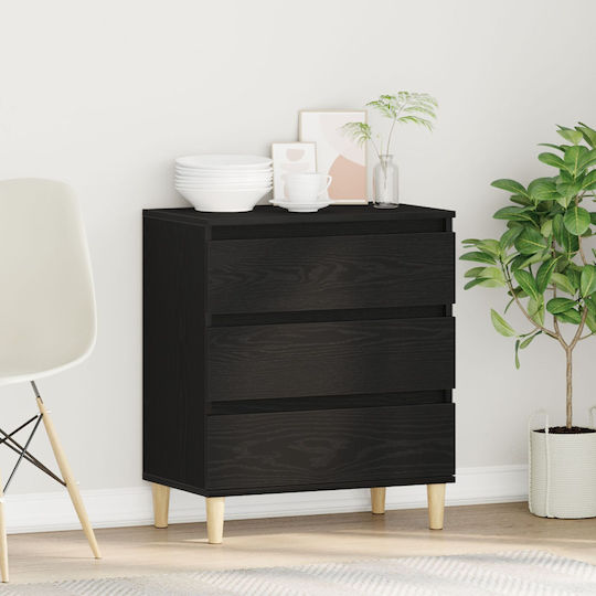 Μπουφές Ξύλινος με Συρτάρια Μαύρο Δρυς 60x35x70cm