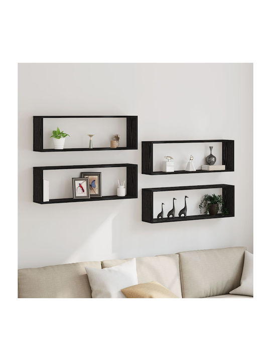Shelves Wall Black Oak 4pcs 80x15x26cm
