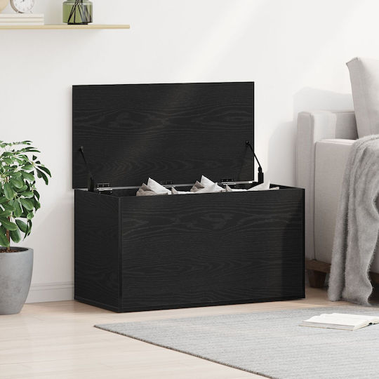 vidaXL Hölzernes Aufbewahrungsbox mit Deckel Schwarz 84x42x46cm 1Stück