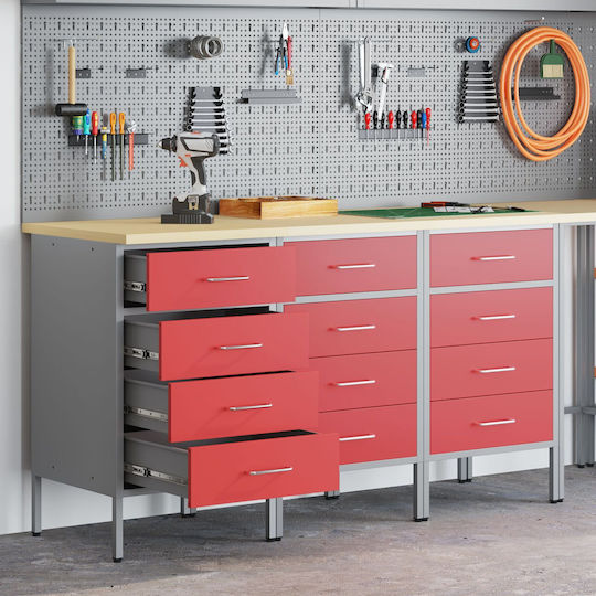vidaXL Πάγκος Εργασίας Αντοχής 150kg 55x85x150cm 3τμχ 3321369