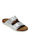 Women's Flat Sandals in Silver Color