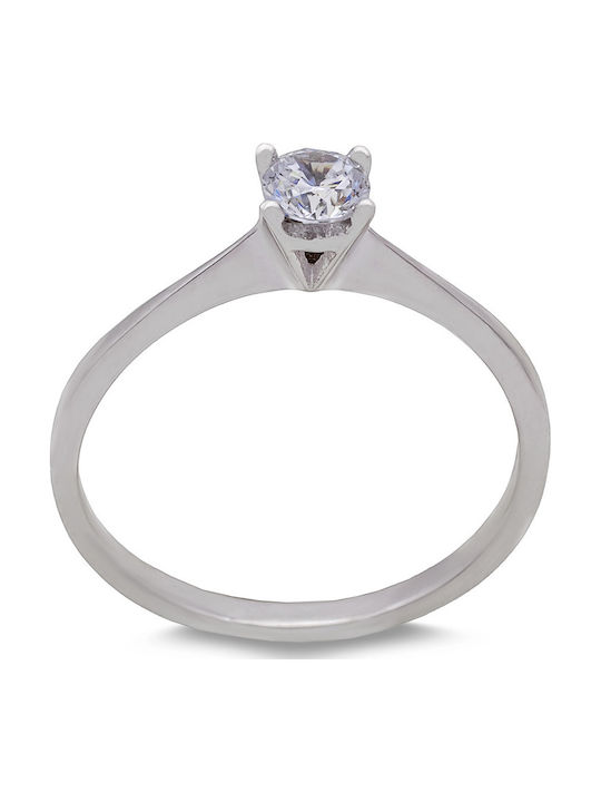 Savvas Design Μονόπετρο από Λευκόχρυσο 14K με Ζιργκόν