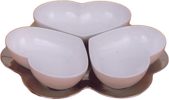 Galifas Porcelain Dessert Divided Serving Plate White 4pcs