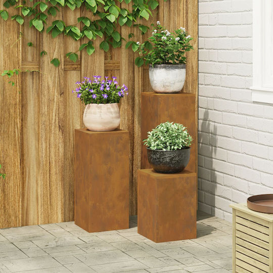 vidaXL Suporturi de plante Metalice Maro 24bucx24bucx35buccm. 3buc