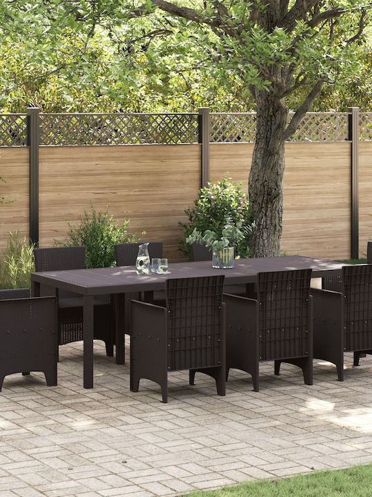 Τραπέζι Εξωτερικού Χώρου Rattan Καφέ 250x100x73εκ.