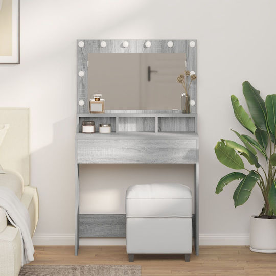 vidaXL Makeup Mirror Tabletop with Light 135x1.5cm Gray