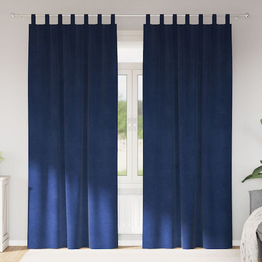 vidaXL Комплект Затъмняващи Пердета С Презрамки Сини 140x245см