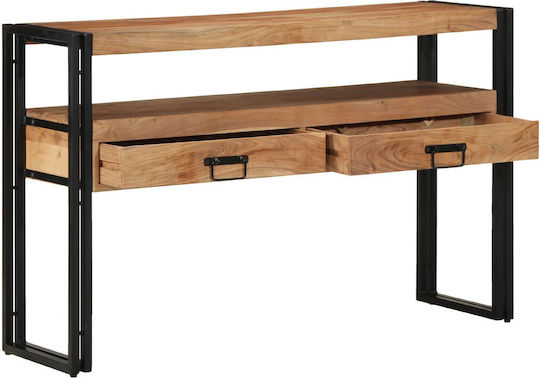 Console Table of Solid Wood & Metal Black L120xW33xH75cm