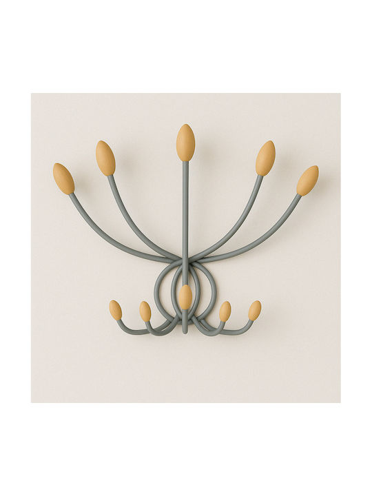 Wall Hanger Metal 10 Hooks Gray 43x25x24cm
