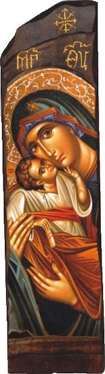 Icoană din lemn cu Fecioara Maria și Iisus Hristos N11 52x14cm