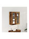 Wand Wohnzimmer Vitrine aus Massivholz mit Glas Braun 69.5x34x90cm