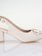 Synthetic Leather Beige Heels