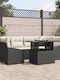 Garten- und Outdoor-Möbelsets 7 Stück Schwarz mit Kissen