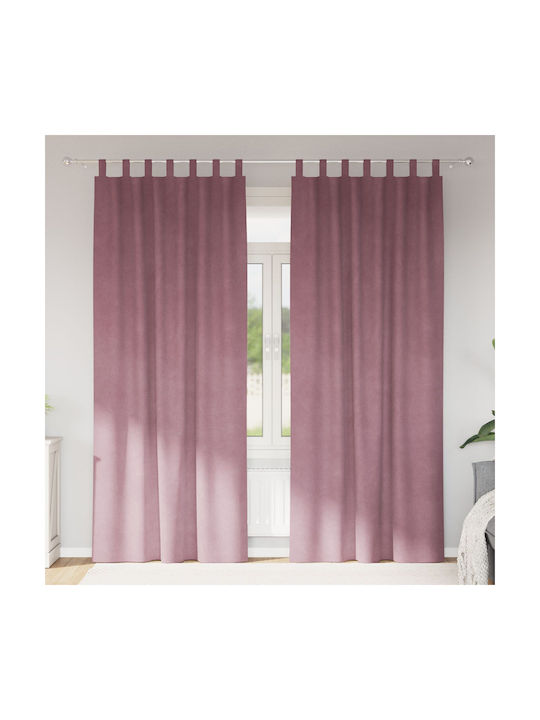 vidaXL Pink Window Curtains Set with Tab Top 140x260cm