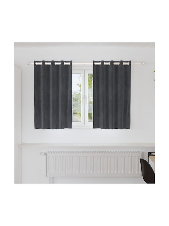 vidaXL Set Vorhänge Fenster mit Grommets Schwarz 140x140cm