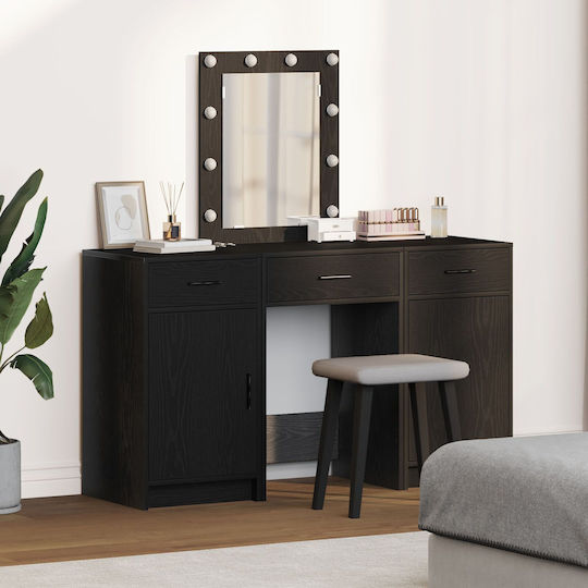 Floor-standing Makeup Dressing Table Wooden Black with Mirror 50x41x135cm