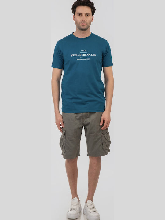 Double Kurzarmbluse Blue