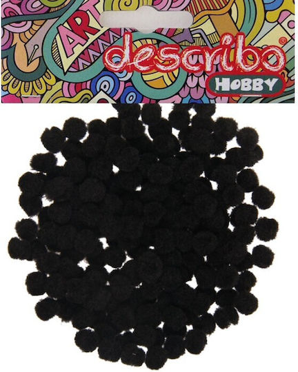 Pompons Μαυρο Χρωμα 200 Τεμaχια Μεγεθος 10 Mm Describo * Cn *
