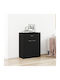 Sideboard Wooden with Drawers Black Velvet-Black Metal 60x30x75cm