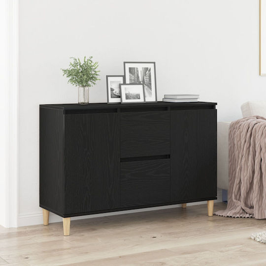 Sideboard Wooden Black Velvet-Black Metal 101x35x60cm Sideboard Wooden Black Velvet-Black Metal 101x35x60cm