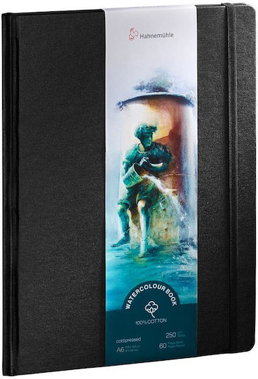 Hahnemuhle Hardcover Watercolour Book 100% Cotton A6 10.5x14.8cm Portrait 250g Cold Pressed 30 Sheets