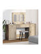 Bodenstehende Schminktisch Schlafzimmer Holz Somana mit Spiegel 78.5x41x135cm