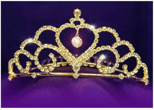 Bridal Tiara Swarovski Crystals Gold "Amalia" Diameter 12 cm Height 5 cm