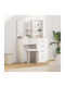 Floor-Standing Makeup Dressing Table Wooden White with Mirror 50x41x135cm