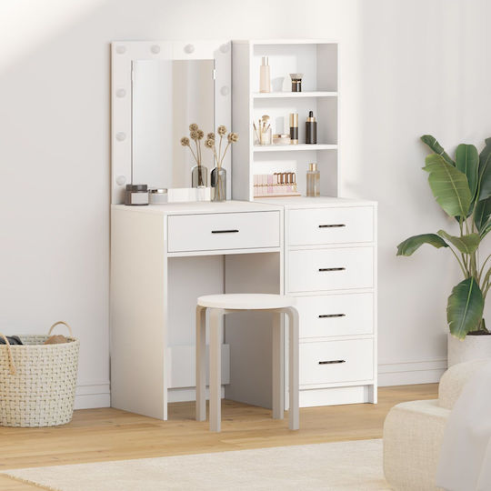 Floor-Standing Makeup Dressing Table Wooden White with Mirror 50x41x135cm