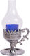 Glass Vigil Oil Lamp with Metal Base Large 1 Piece Silver